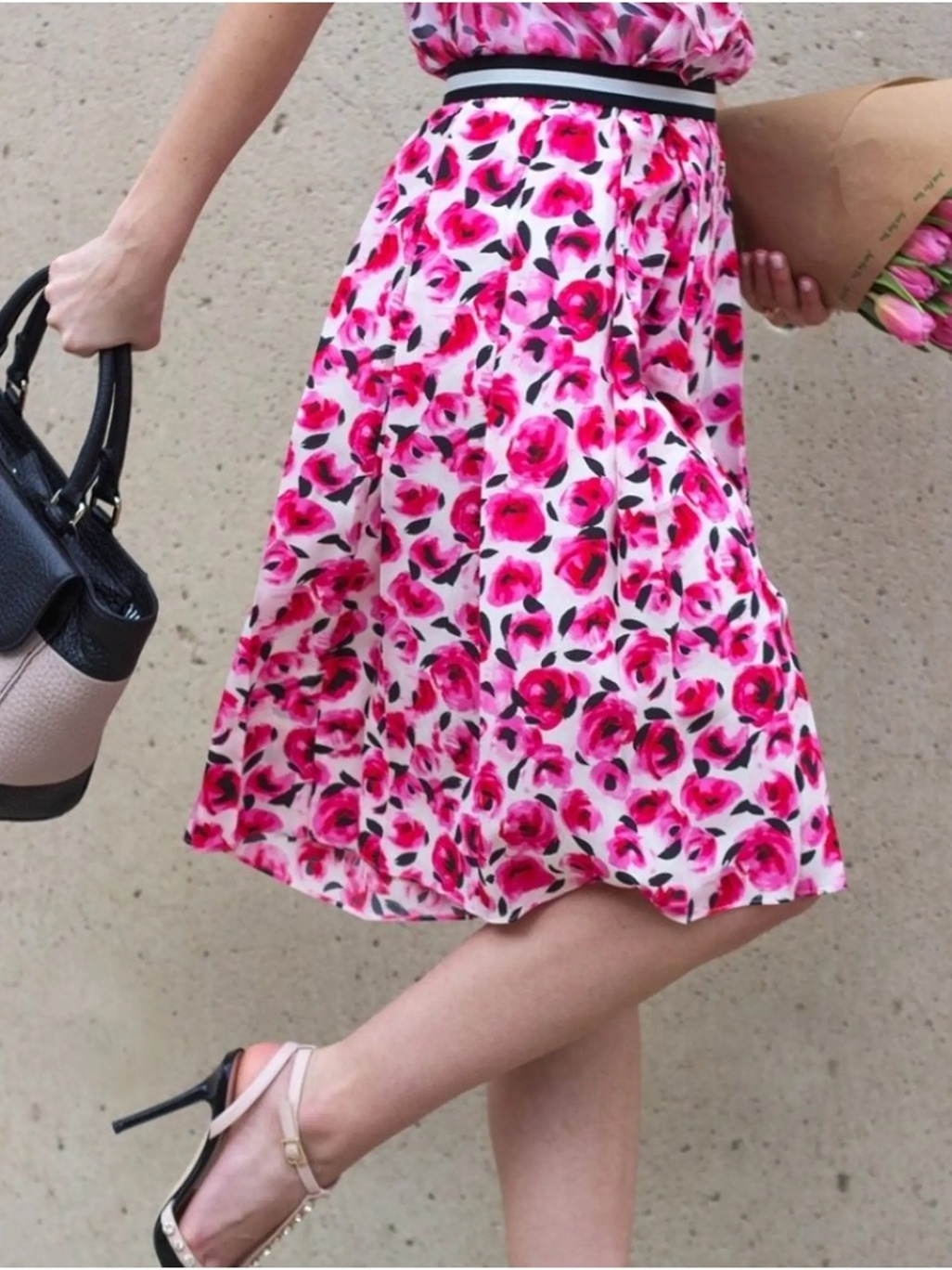 Kate Spade Mini Rose Pleated Pink Red Silk Skirt